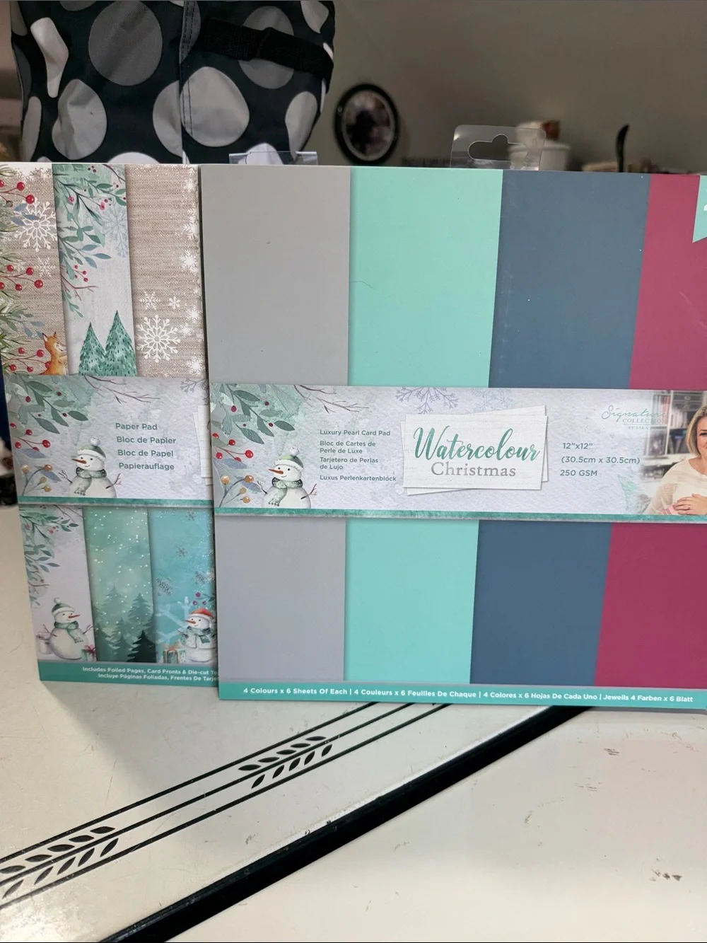 Crafters Companion Watercolour Christmas Paper Pad and Luxury Pearl Card Pack